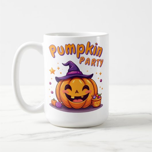 Cute halloween pumpkin party mug コーヒーマグカップ (左)