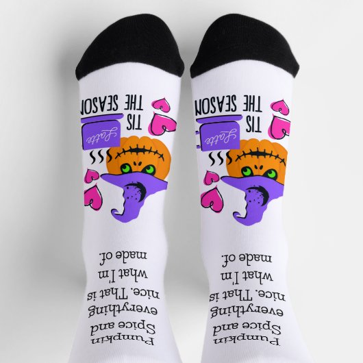Cute Halloween Pumpkin Spice Season Socks ソックス (上部)