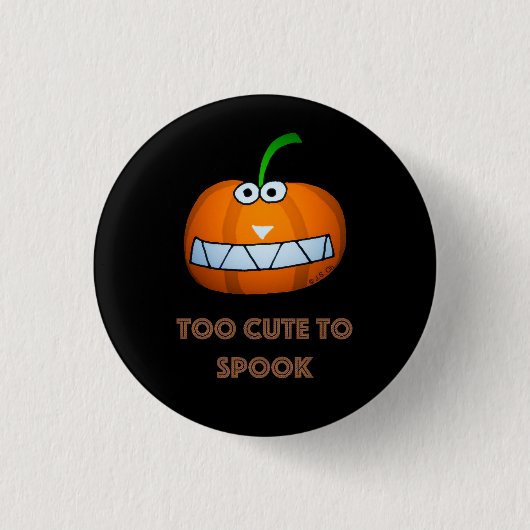 cute Halloween pumpkin with funny face 缶バッジ (正面)