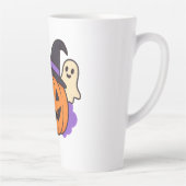 Cute Halloween Pumpkin with Witch Hat – Ghost & Ba カフェラテマグ (右)