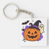 Cute Halloween Pumpkin with Witch Hat – Ghost & Ba キーホルダー (正面)