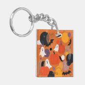 Cute Halloween Pumpkins and Ghosts キーホルダー (正面左)