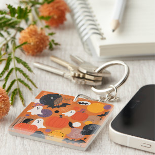 Cute Halloween Pumpkins and Ghosts キーホルダー