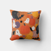 Cute Halloween Pumpkins and Ghosts クッション (正面)