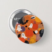 Cute Halloween Pumpkins and Ghosts 缶バッジ (正面&裏面)