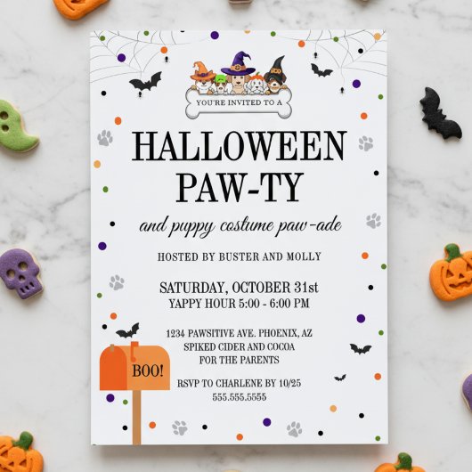 Cute Halloween Puppy Parade Dog Party 招待状