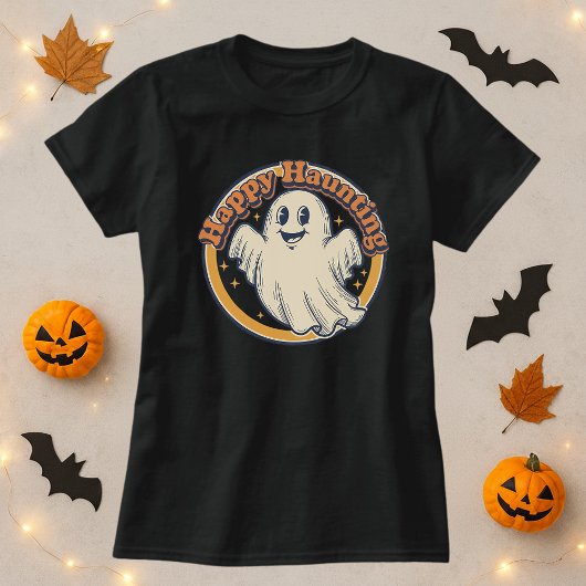 Cute Halloween Retro Ghost Happy Haunting Tシャツ