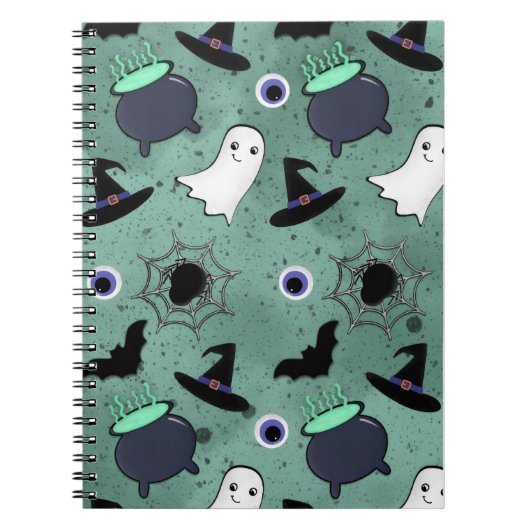 Cute Halloween Seamless Pattern ノートブック (正面)