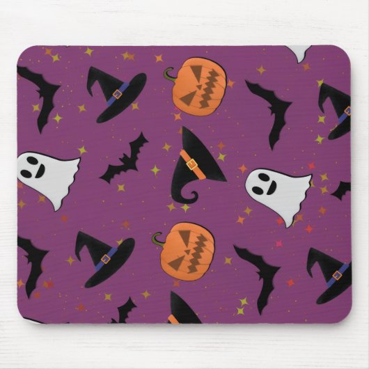 Cute Halloween Seamless Pattern マウスパッド (正面)