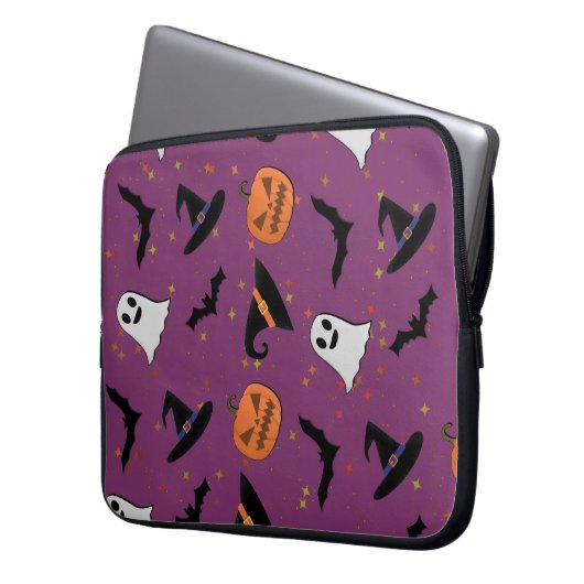 Cute Halloween Seamless Pattern ラップトップスリーブ (正面左)