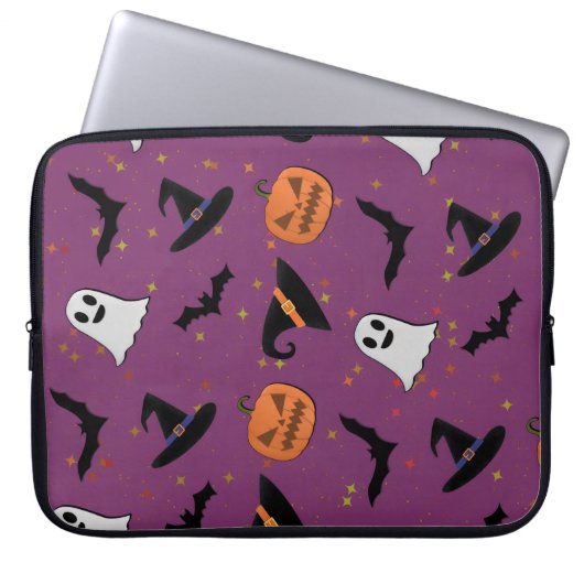 Cute Halloween Seamless Pattern ラップトップスリーブ (正面)