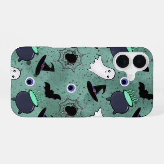 Cute Halloween Seamless Pattern iPhone 16ケース (裏面横)