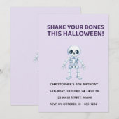Cute Halloween Skeleton Birthday Invitation 招待状 (正面/裏面)