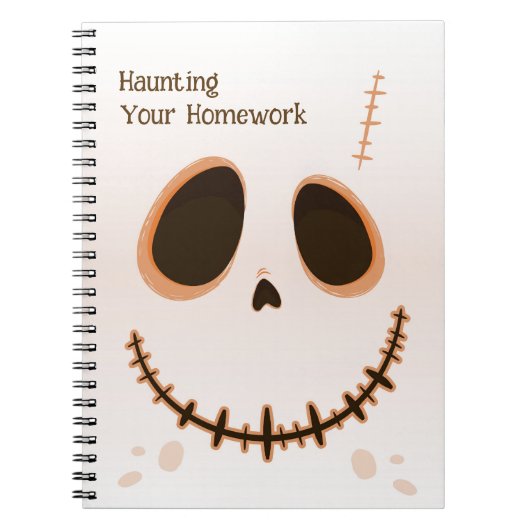Cute Halloween Skull Face Spiral Notebook ノートブック (正面)