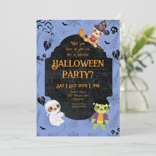 Cute Halloween Sloth 2 Party 招待状 (スタンド正面)