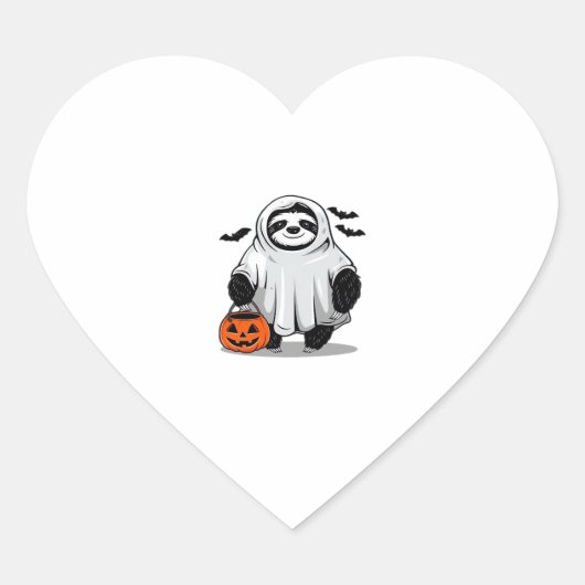 Cute Halloween Sloth T-Shirt Adorable and Spooky D ハートシール (正面)