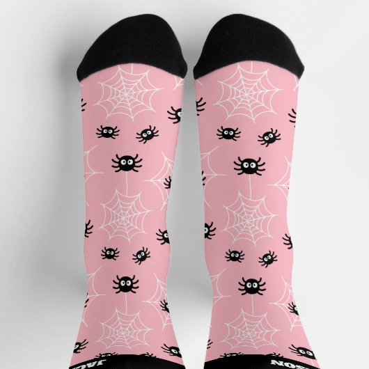 Cute Halloween Spider and Web Socks with Name ソックス (上部)