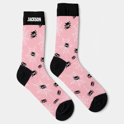Cute Halloween Spider and Web Socks with Name ソックス (右)