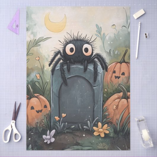 Cute Halloween Spider Illustration Decoupage 薄葉紙 (クラフト)