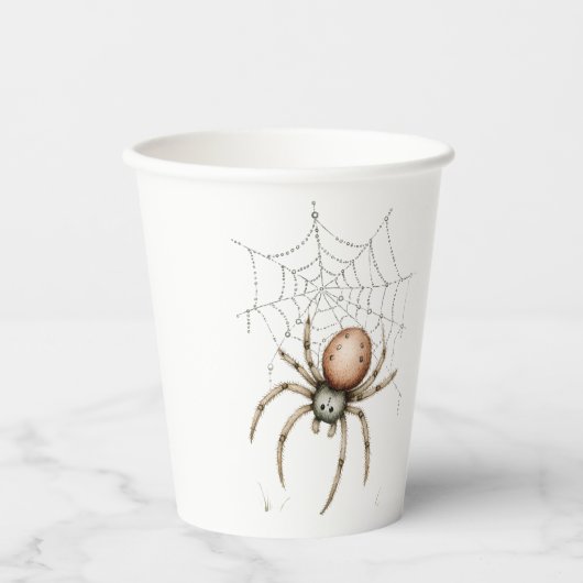 Cute Halloween Spider & Web 紙コップ (正面)