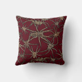 Cute Halloween Spiders on Blood Red クッション (裏面)