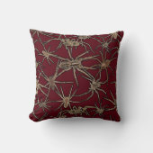 Cute Halloween Spiders on Blood Red クッション (正面)