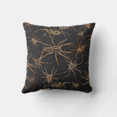 Cute Halloween Spiders on Midnight Black クッション (裏面)