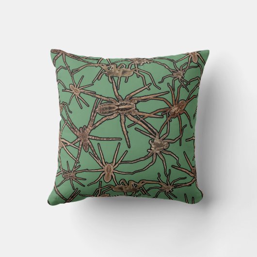Cute Halloween Spiders on Mint Green クッション (裏面)