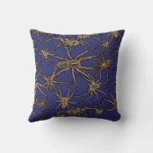 Cute Halloween Spiders on Sapphire Blue クッション (裏面)