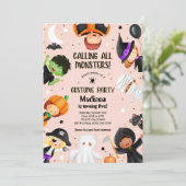 Cute Halloween Spooktacular Costume Birthday Party 招待状 (スタンド正面)