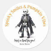 Cute Halloween Sticker – Pumpkin Season & Spooky  ラウンドシール (正面)