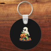 Cute Halloween Turtle Ghost with Candy (2) キーホルダー (正面)