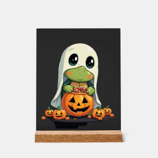 Cute Halloween Turtle Ghost with Candy (5) アクリルサイン