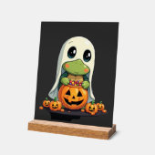 Cute Halloween Turtle Ghost with Candy (5) アクリルサイン (傾斜)
