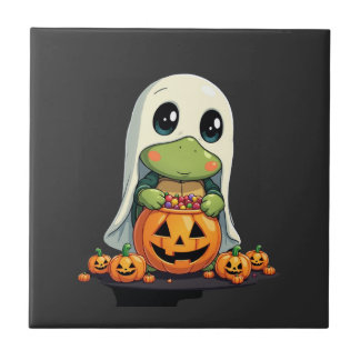 Cute Halloween Turtle Ghost with Candy (5) タイル
