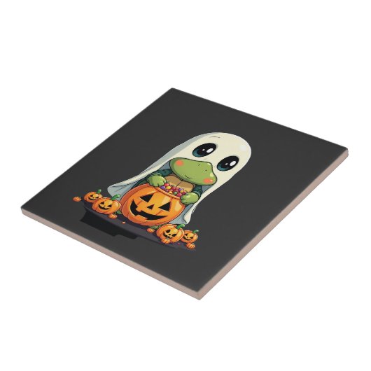 Cute Halloween Turtle Ghost with Candy (5) タイル (側面)