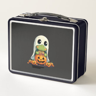 Cute Halloween Turtle Ghost with Candy (5) メタルランチボックス