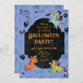 Cute Halloween Unicorns 2 Party 招待状 (正面/裏面)