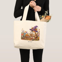 Cute Halloween Witch Cat Herbology Custom Jumbo To ラージトートバッグ
