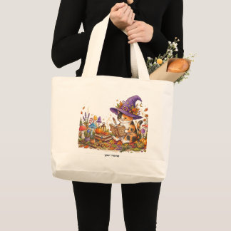 Cute Halloween Witch Cat Herbology Custom Jumbo To ラージトートバッグ