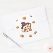 Cute Halloween Witch Cat Sticker ラウンドシール (封筒)