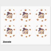 Cute Halloween Witch Cat Sticker ラウンドシール (シート)
