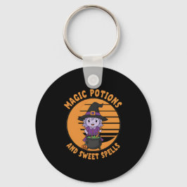 Cute Halloween Witch & Cauldron Keychain キーホルダー