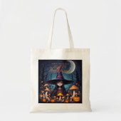 Cute Halloween Witch in Spooky Scene with Pumpkins トートバッグ (正面)