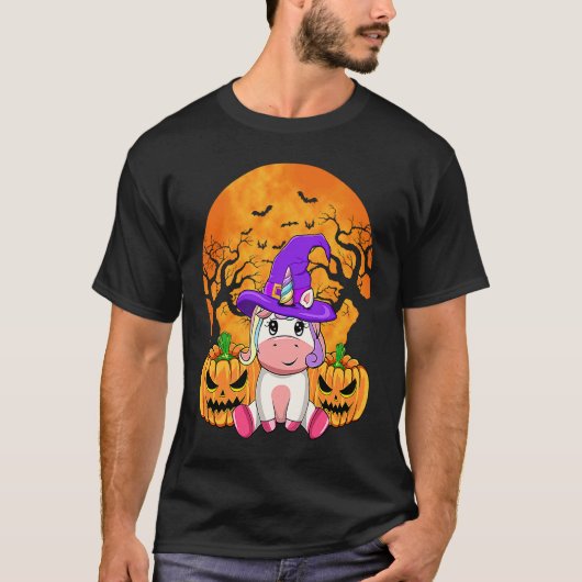 Cute Halloween Witchy Unicorn Halloween Custome Tシャツ (正面)