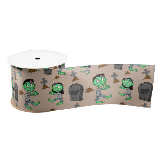Cute Halloween Zombie Pattern Ribbon | Spooky Cart サテンリボン