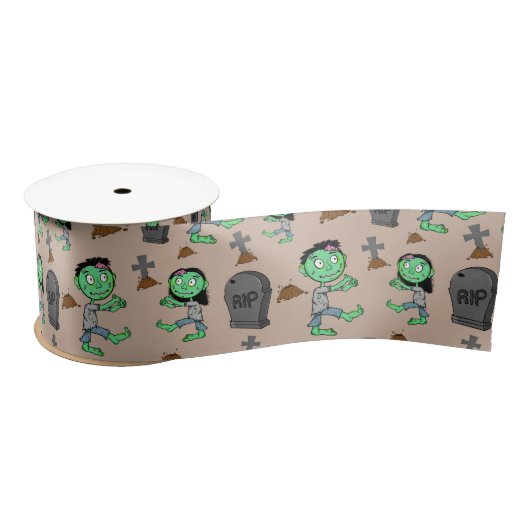 Cute Halloween Zombie Pattern Ribbon | Spooky Cart サテンリボン (リール)