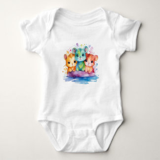 Cute Hamster Baby Bodysuit – Colorful Cartoon ベビーボディスーツ