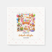 Cute Hamster Birthday Party | Kids Hamster スタンダードカクテルナプキン (正面)