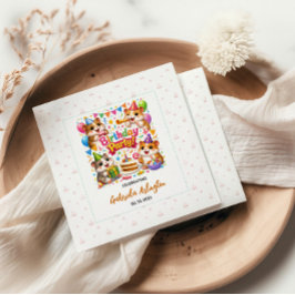 Cute Hamster Birthday Party | Kids Hamster スタンダードカクテルナプキン